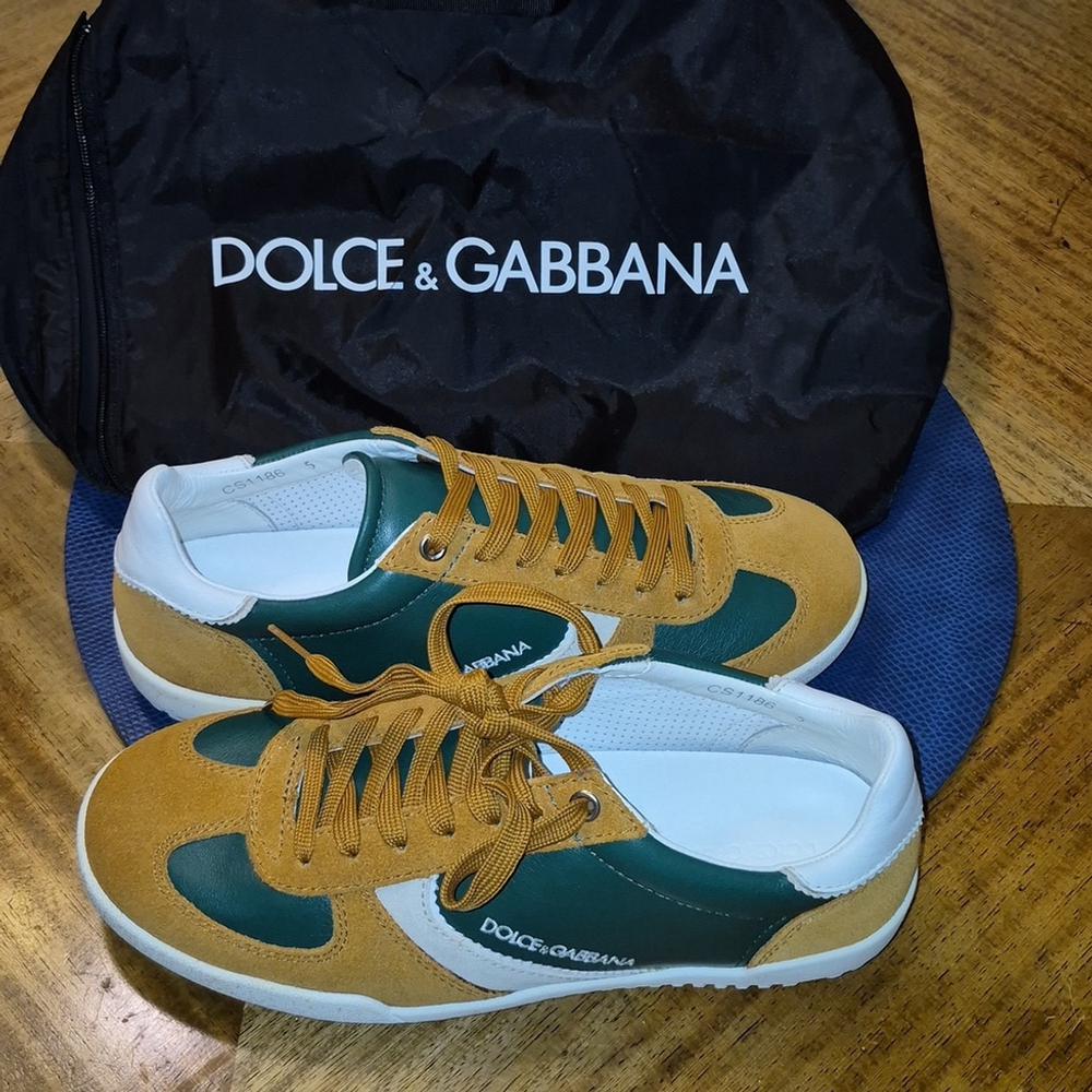 Dolce & Gabbana Low Profile Trainers Tan Suede & Green Leather. sz.8. (#1742) - Picture 16 of 16